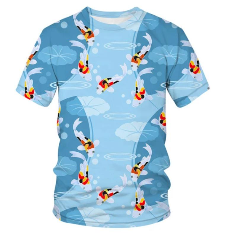 Men's 3D Printed T-Shirt Colorful Animal Plant Pattern Printing Short Sleeve O-Neck Pullover Casual Top