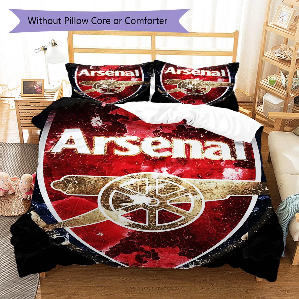 Logo The Gunners Zestaw pościeli z kołdrą Poszewka na kołdrę Poszewka na poduszkę Dekoracja domu Prezent urodzinowy (1 * poszwa na kołdrę + 2 * poszewki na poduszki, bez rdzenia)