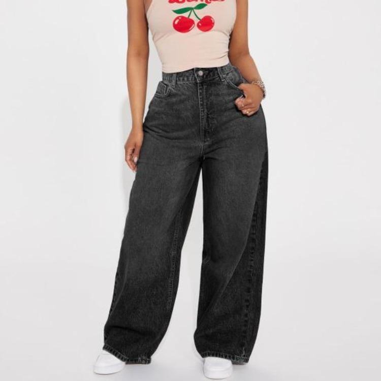 High Waisted Wide Leg Jeans Women's Stretchy Boyfriend Denim Pants Straight Loose Baggy Pockets