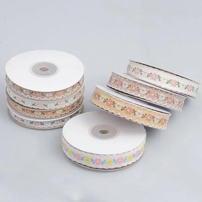 Beautiful Colorful Flower Ribbons 9m*1cm Embroidery Flower Polyester Ribbon DIY Hairpin Bowknot Accessories