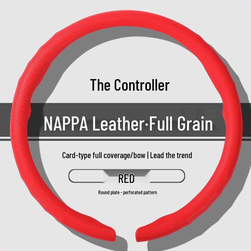 Premium Nappa Leather Steering Wheel Cover - Anti-Slip, Breathable, Ultra-Thin, All-Season