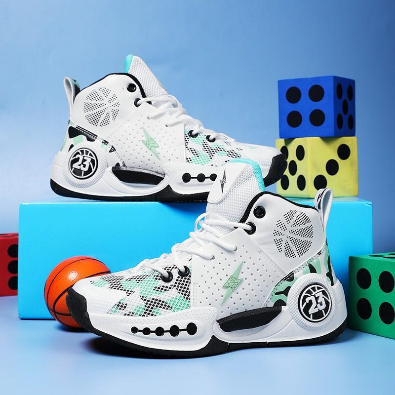 Boys Basketball Shoes Kids Teens Lightweight Breathable Training Sneakers With Rotating Buckle