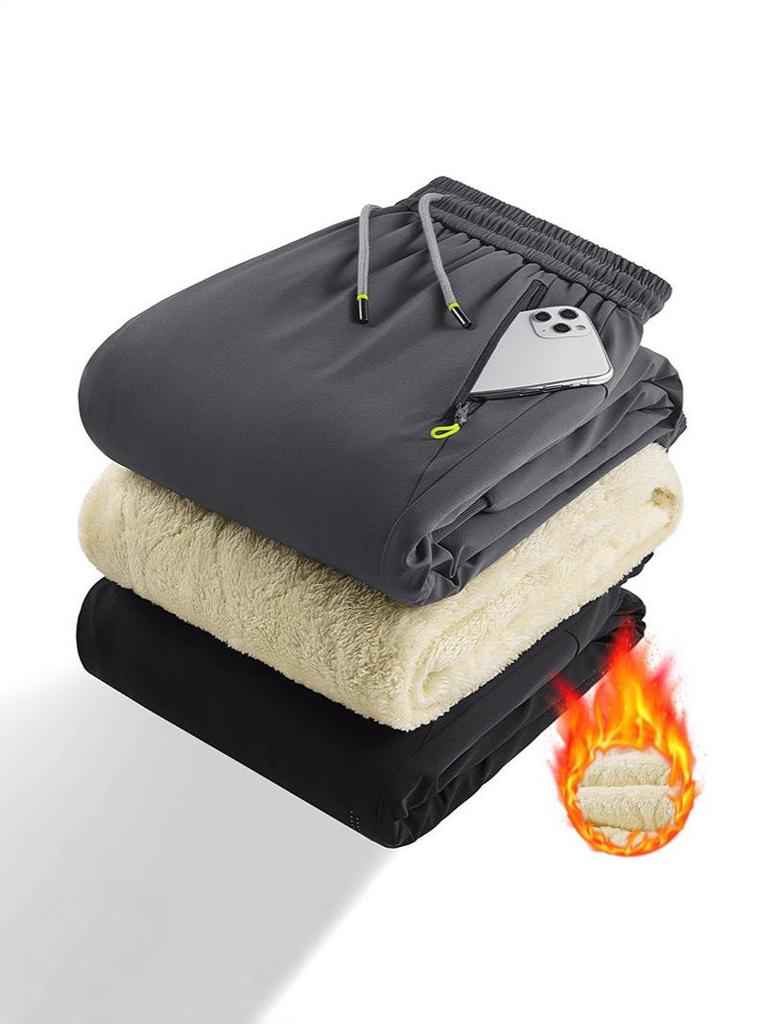 Men's Winter Fleece-Lined Cotton Pants: Cold-Proof, Windproof, Waterproof, Plus Size, Lamb's Wool Thickened for Warmth