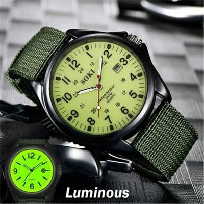 Mode Herrenuhren Leuchtzeiger Uhr Luxus Militär Sport Kalender Quarz Armbanduhr Herren Lässig Nylon Damenuhr