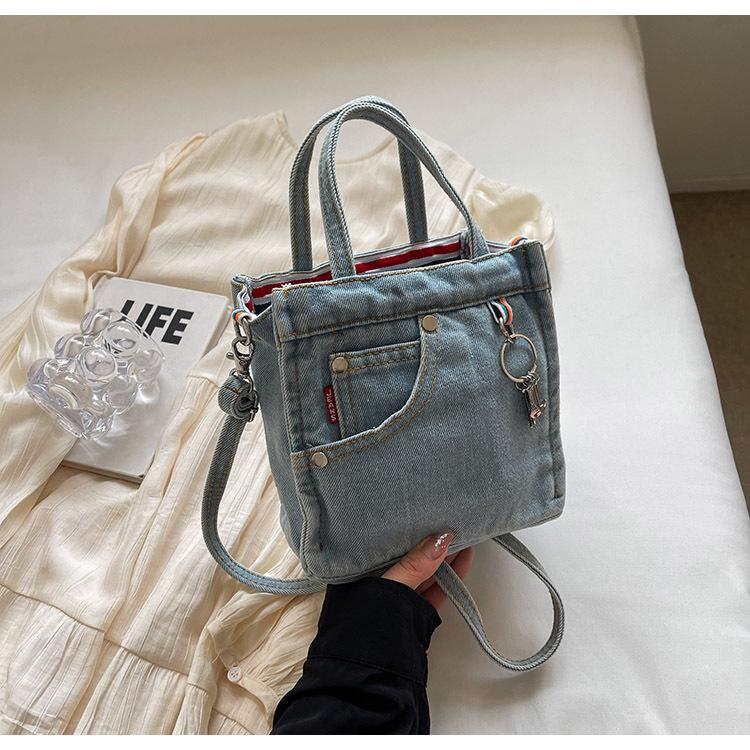 

Ladies Crossbody Bags Creative Retro Washed Denim Persalized Fashiable Verstaile Handbags High-quality Shoulder Bags Girl светло-синий