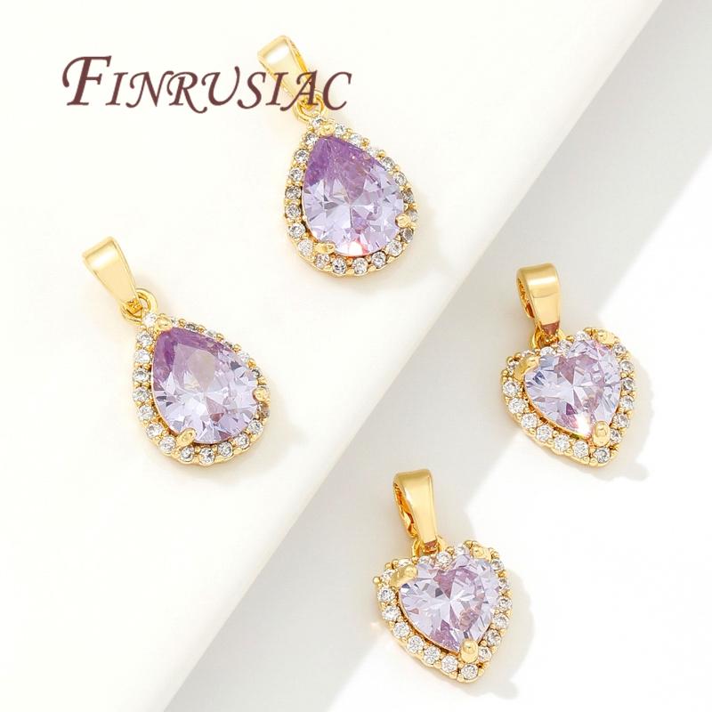 Fancy Charms For Jewelry 18K Real Gold Plated Heart Pendant Crystal Pendants For Necklace Supplies For Jewelry DIY Accessories