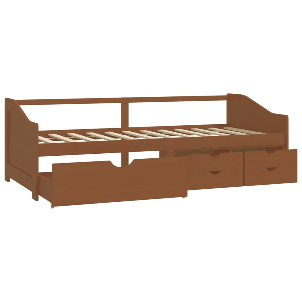 Daybed 3 Seater with Drawers Honey Brown Pine Wood 90 x 200 cm
