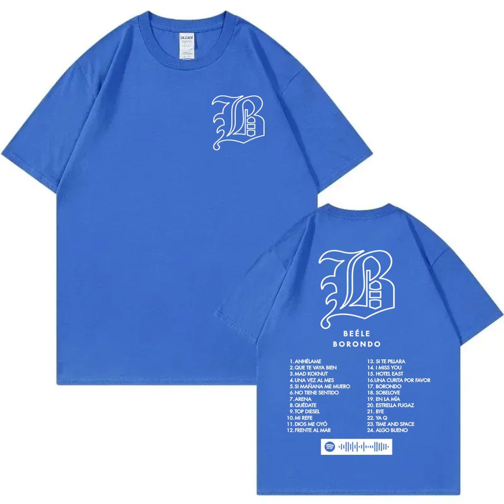 T-shirt Imprimé Album du Chanteur Beele Borondo T-shirts Oversize Mode Haute Qualité Unisexes Unisexes Coton Décontracté Manches Courtes T-shirts