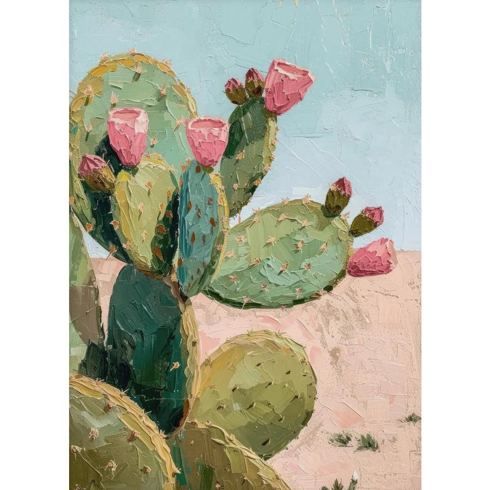 Poster Trendy Cactus Deserto Boho Western Messico Girly Estate Stampe Minimaliste Pittura su Tela Arte da Parete Immagine Decorazione Stanza Casa