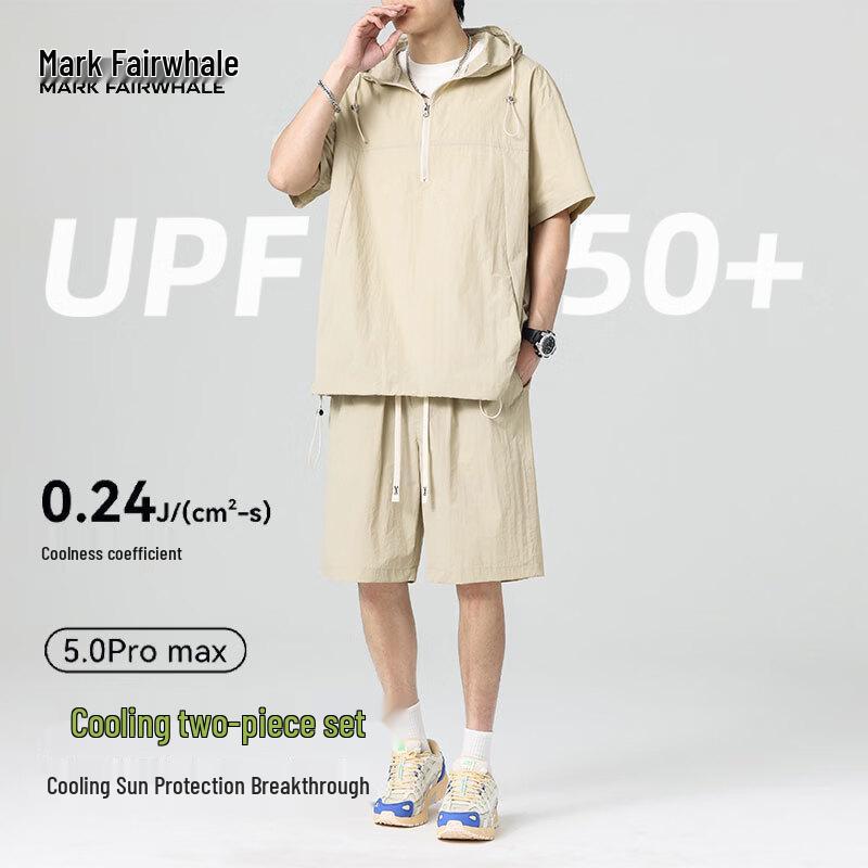 

MARK FAIRWHALE Men s Anti-UV Ice Silk Short Sleeve & Shorts Set 4XL