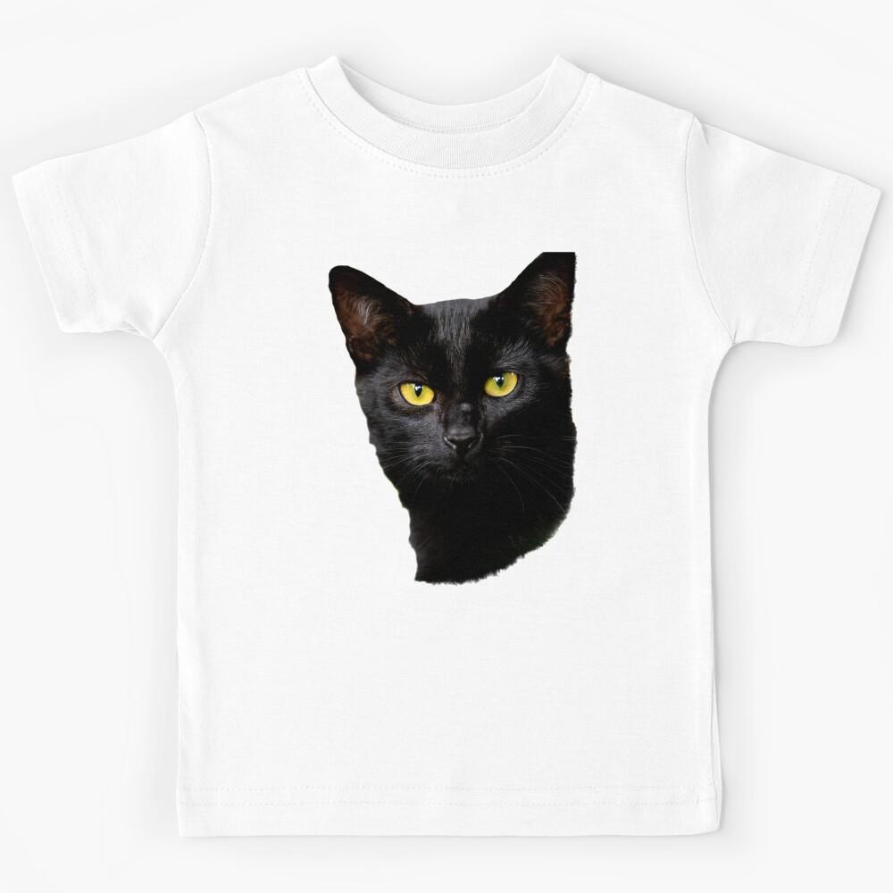 BLACK CAT WITH YELLOW EYES Kids T-Shirt 110