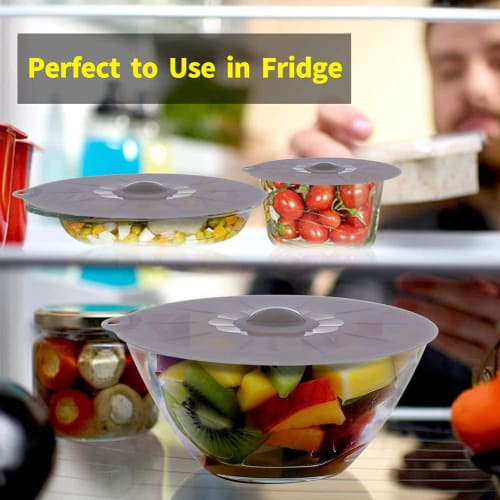 Silicone Pot and Pan Lids - Food and Bowl Covers, Food Safe, BPA-Free, Silicone Bowl Cover, Microwave Cover (Gray)