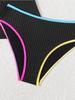 Color Block Ribbed Tank Top High Waist Two Piece Bikini Set Fashion Elegant Summer Wear