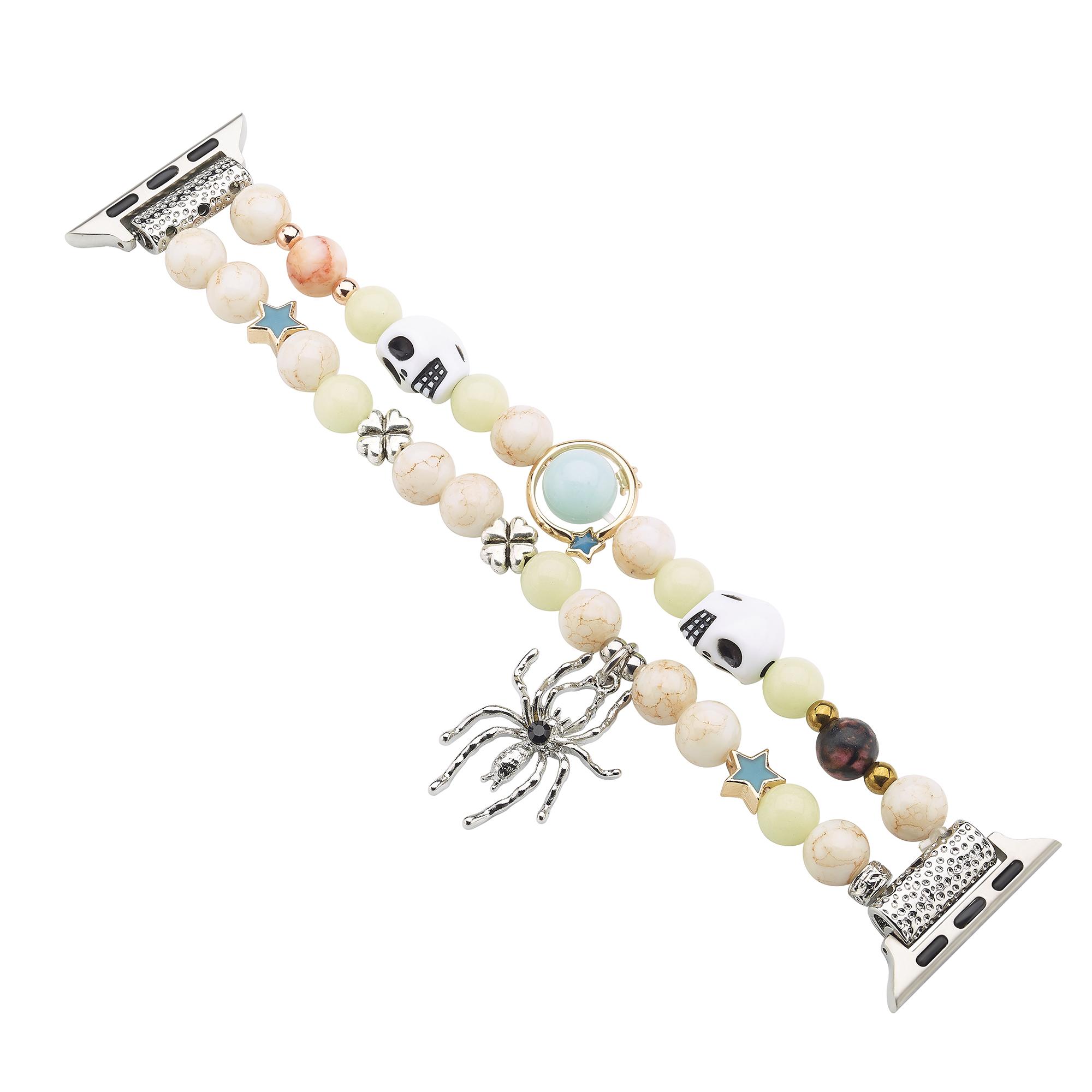 

Luminous Strap for Apple Watch Series 10 9 8 7 SE 6 5 4 3 2 1 42mm 41mm 40mm 38mm with Spider Pendant Green Light+Silver