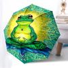 1pc Frog Lotus Flower Fashionable Automatic Opening/Closing Folding Umbrella with 8 Iron Bones, Plastic Handle yy251015059