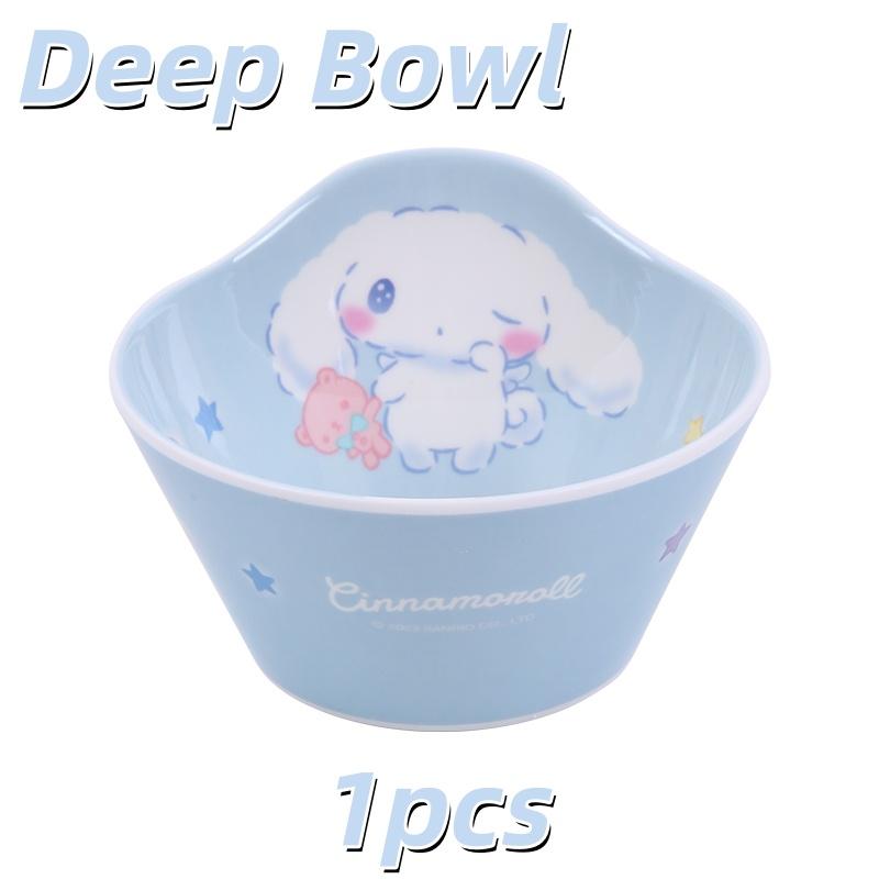 1pcs Sanrio Cinnamoroll Tableware Anti Fall Cartoon Breakfast Plate Anti Scald Non-Slip Handlecup Spoon Bowl With Lace Cutlery