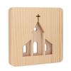 LED Night Light Christian Church Pattern Hollow Out 3D Wooden Lamp USB Interface Pine Wooden Night