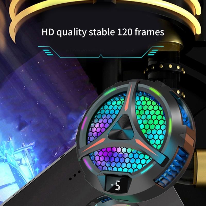 Double Mode Cooling System Digital Display Heatsink for Phone Tablet Portable Magnetic Cooling Fan with Light