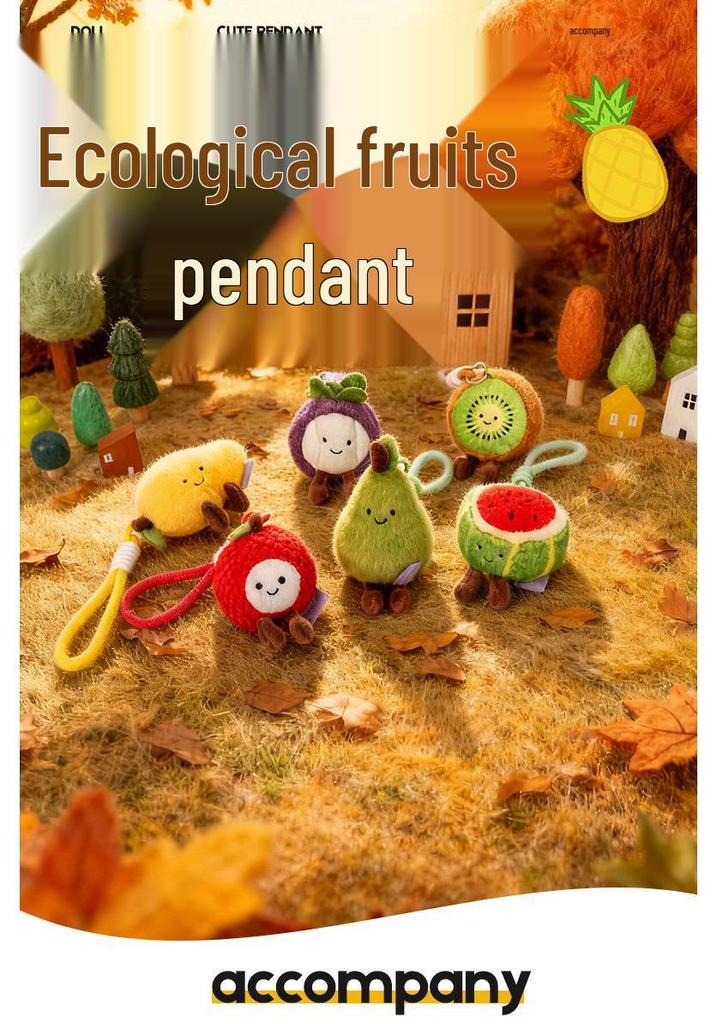 Fruit Plush Keychain: Cute Apple & Banana Desk Companion Ornament Gift