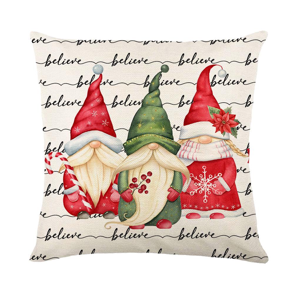 Christmas linen pillow cover sofa living room holiday decoration printed nap pillow