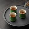 1-6 Stück 90ml Kreative Chinesische Keramik Öffnungstassen Grün Schönes Kung Fu Teetassen Set Bambus Teegeschirr Tassen Teeceremonie Teetasse