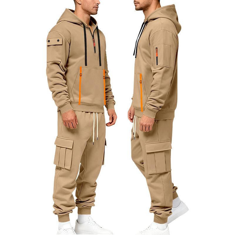 

TK And Mens Long-sleeve Sports Suit Casual Set Long-sleeve Sports Multi-pocket Workwear Pants Two-piece Set L хакі