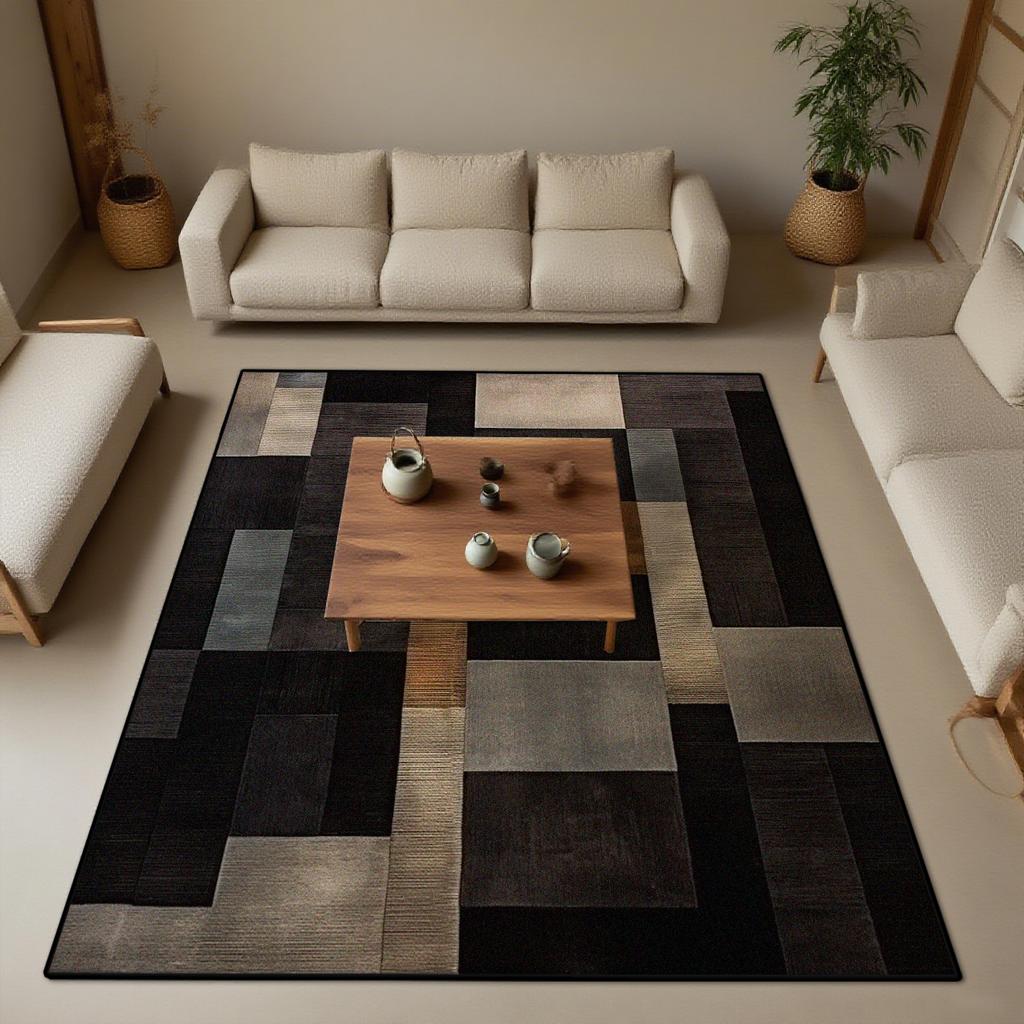 Moderner rechteckiger Wohnzimmerteppich Geometrische Dekoration Arbeitszimmer Schlafzimmer Dekor Rutschfeste Bodenmatten Leicht zu reinigen Eingangstürmatte