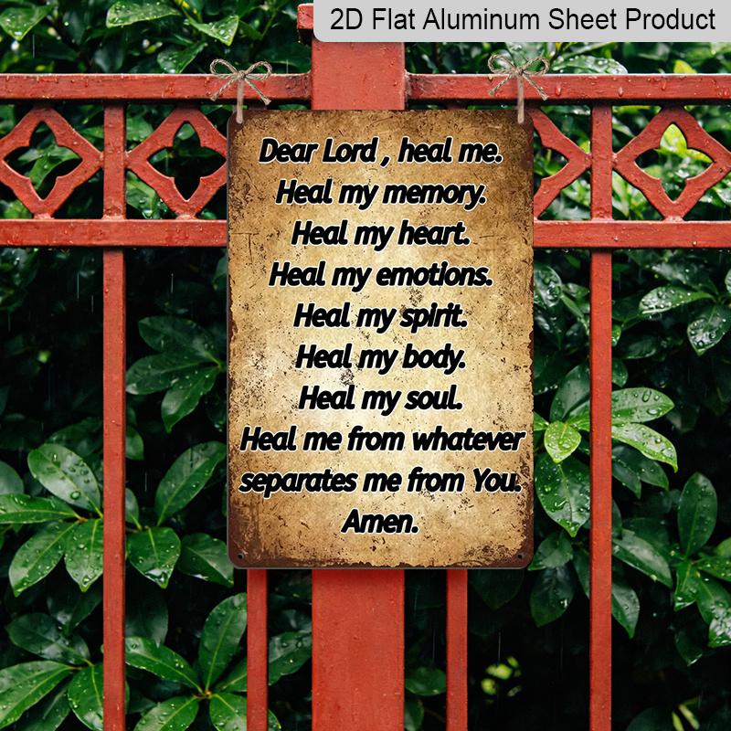 2D Flat, Decorative Sign Vintage "Dear Lord" Rustic Aluminum Wall Art Sign- Inspirational Religious Prayer Plaque Home, Office, Church, Kitchen