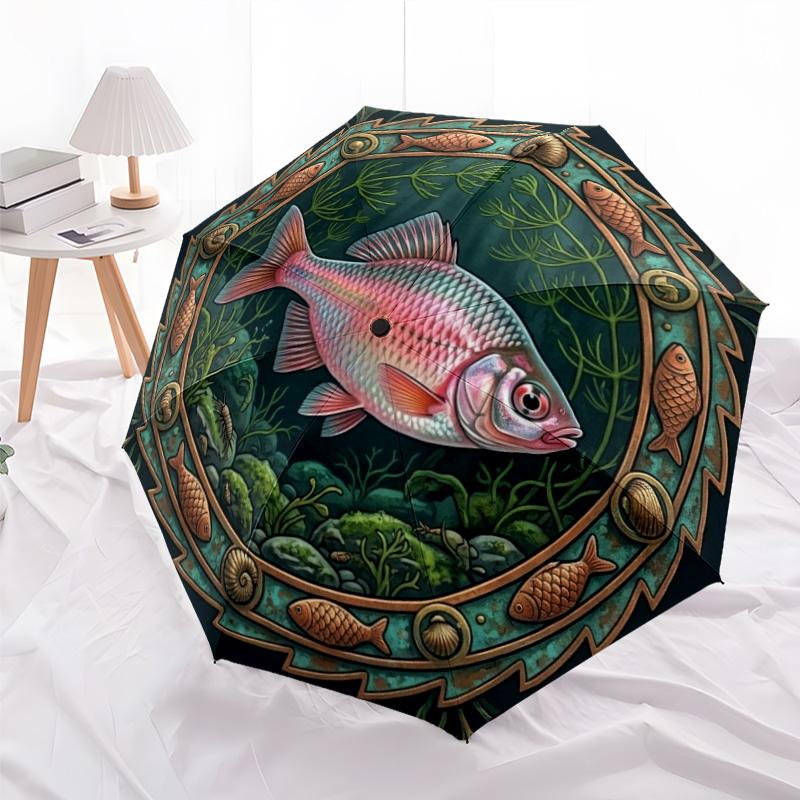 Underwater Serenity pattern umbrella, portable and foldable design, 8 ribs, a casual accessory for Halloween, Christmas, and birthday gifts.