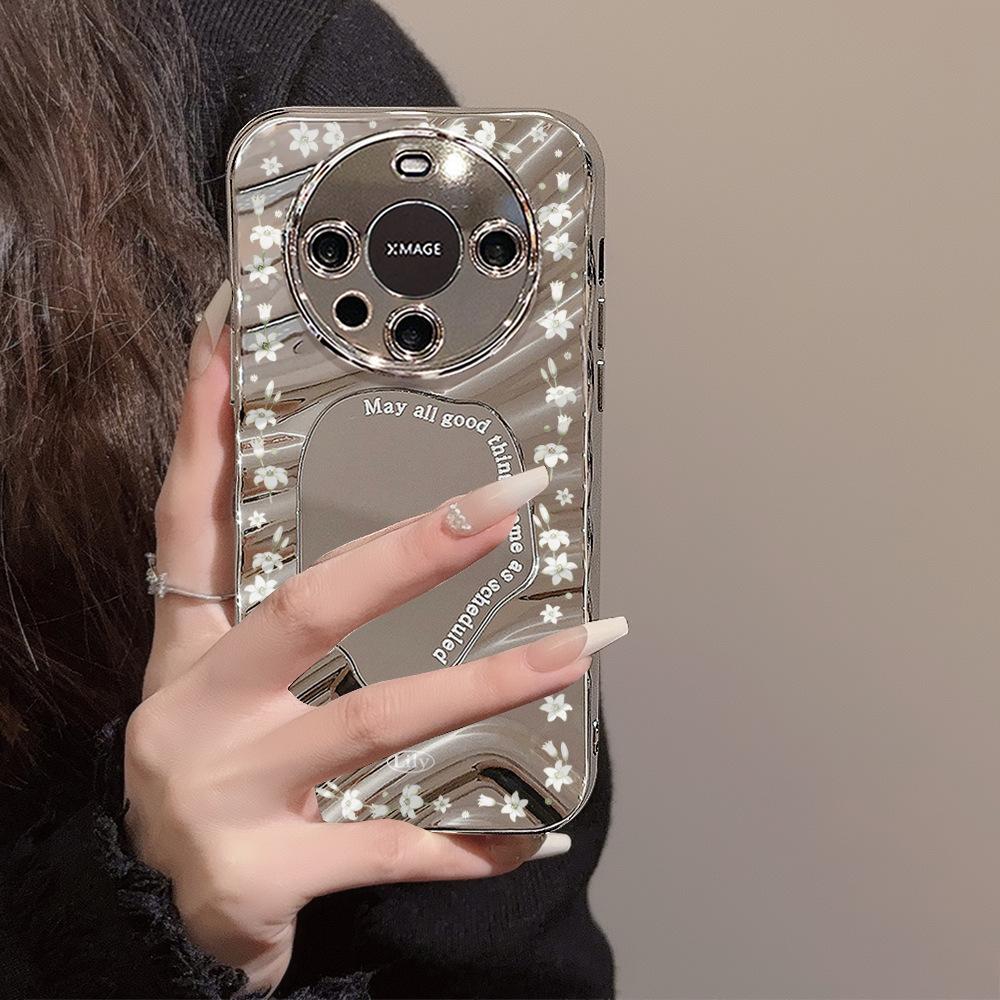 Spiegel Handyhülle für iPhone 16 11 13 14 für 16 Pro 12 13 15 16 Pro Max für Samsung A15 A16 A35 A55 Niedliche Wolke Blume Welpe Galvanisierte Handyhülle