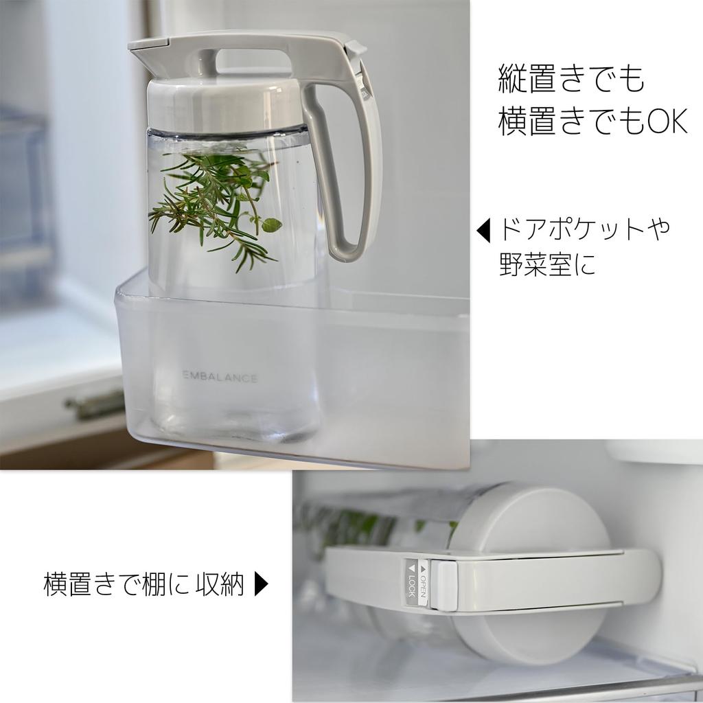 Wilmax Pitcher with Lid and Gasket Can Be Placed Vertically or Horizontally EMBALANCE Seamless Pitcher S T22432 Made In Japan Handle, Integrated, /