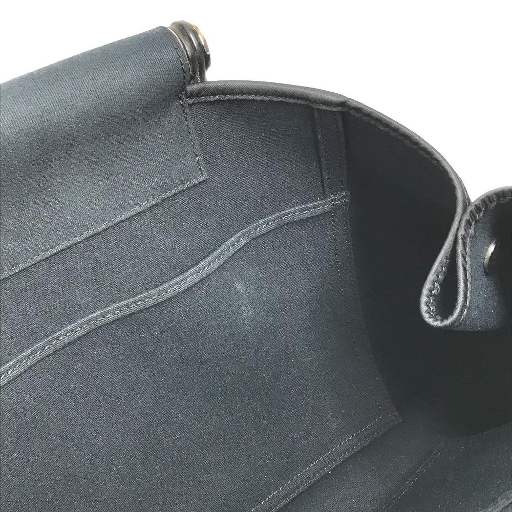HERMES Kabak Elan PM Shoulder Bag Tote Bag Leather/Canvas Dark navy