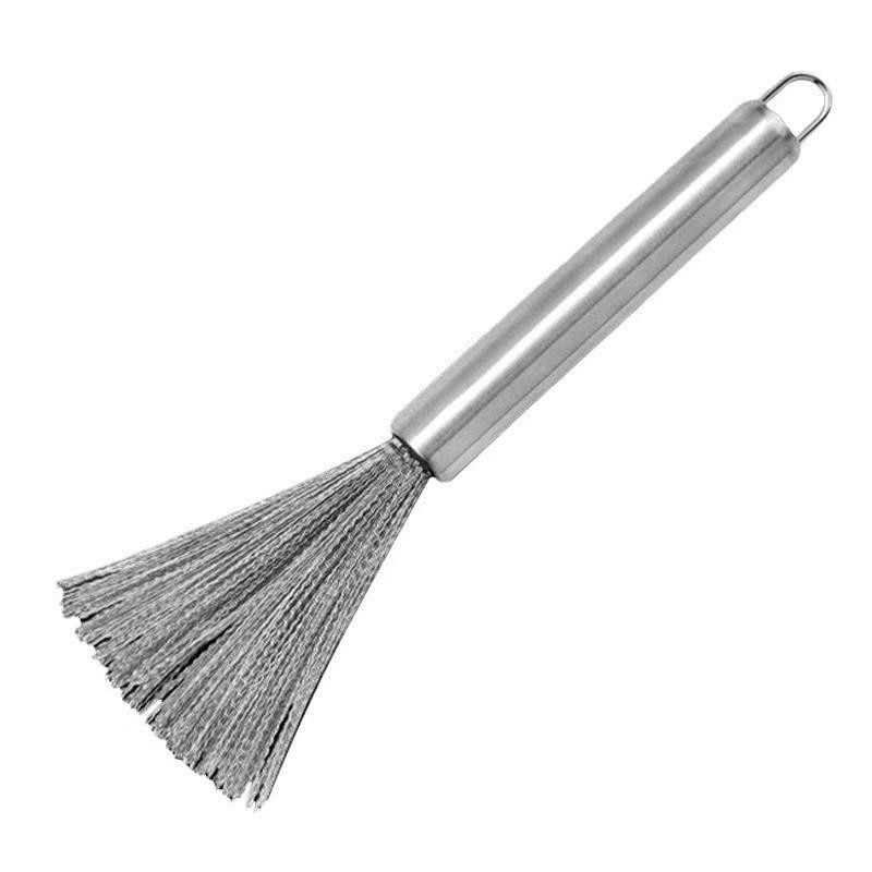Reinigungspinsel mit langem Griff aus Edelstahl mit nicht ausfallender Stahlwolle