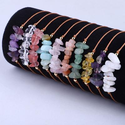 Stone Woven Rope Amethysts Beach Body Jewelry Bohemia Bracelet Crystal Gravel Bracelets Women Jewelry Accessories