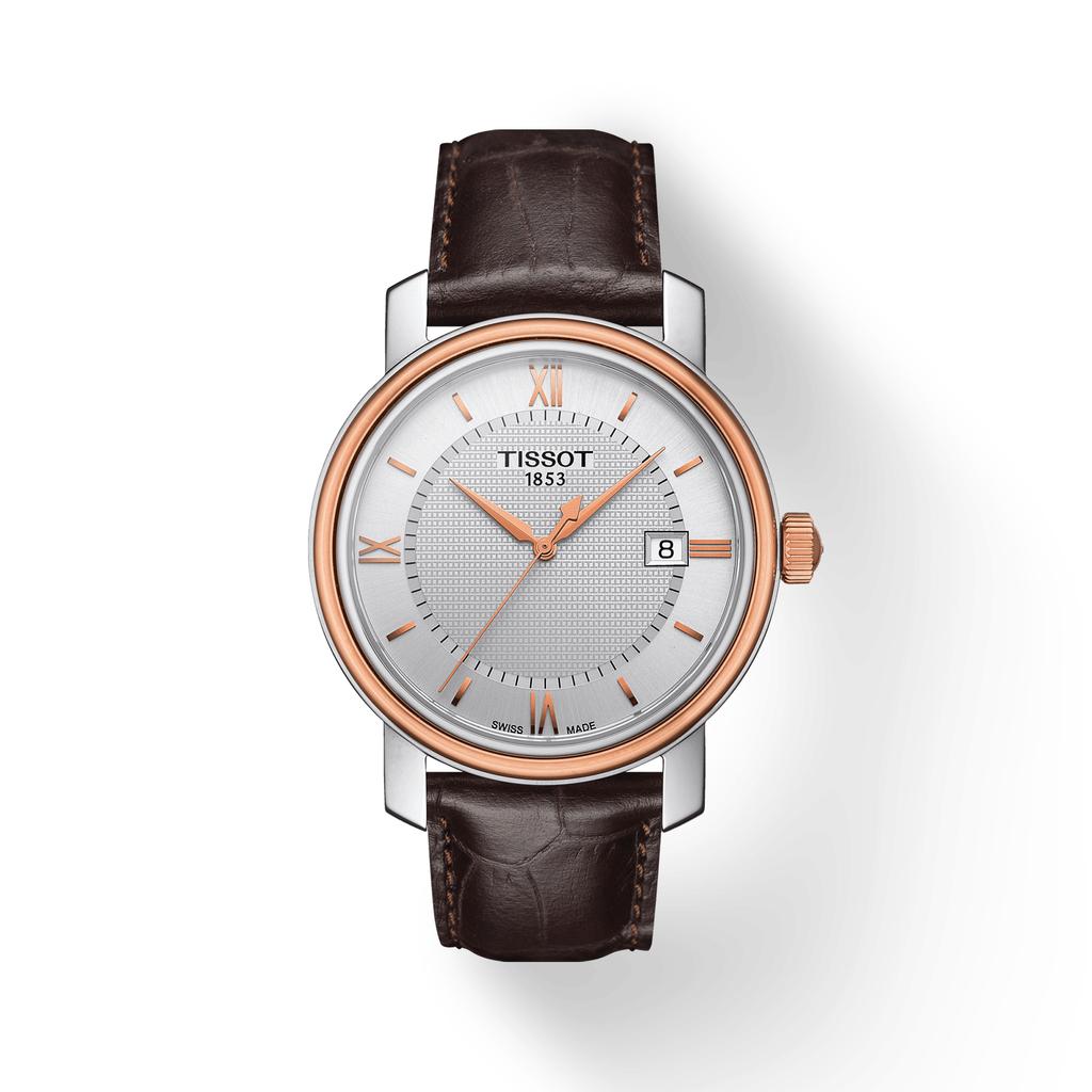 Tissot Lederarmband silbernes Zifferblatt Herren Modeuhr T097.410.26.038.00