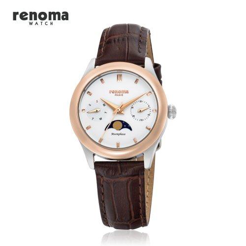 [RENOMA Watches] RENOMA Moonphase Women s Leather Watch_White RE2004L_WH none