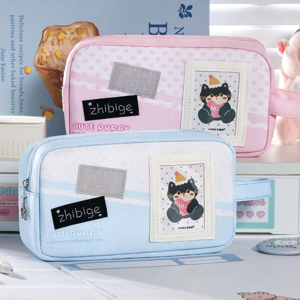Handheld Pen Bag Large Capacity Pencil Pouch Portable Stationery Organizer Gift