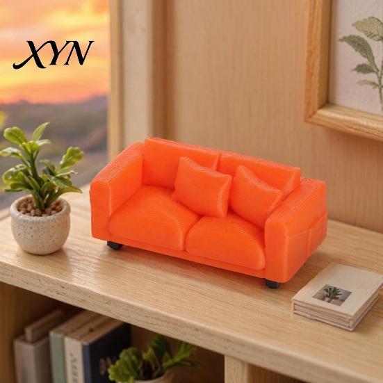 Mini Realistic Couch Miniature Couch, Tiny 2-Seater Furniture Loveseat Doll Mansion Accessories for 1/12 Scale Living Room 3D Model