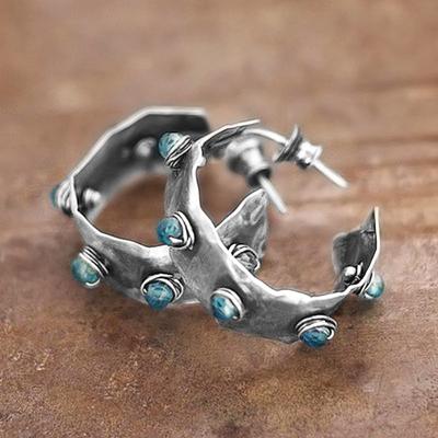 New Fashion Geometric Shape Women Hoop Earrings Antique Silver Color Versatile Accessories Daily Wear Female Earrings Jewelry