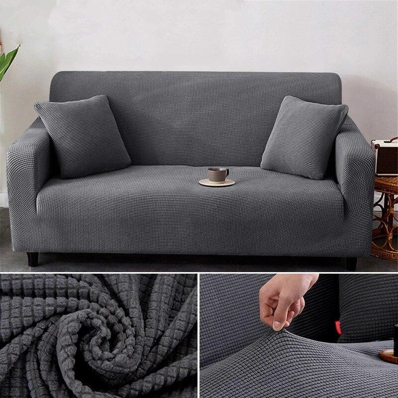 1/2/3/4 Seater Thicken Elastic Jacquard Sofa Cover Slipcover Stretch Polar Fleece L Shape Corner Sofa Covers for Living Room
