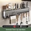 Space-Saving Wall-Mounted Kitchen Organizer: No-Drill Knife, Utensil & Chopstick Storage Rack