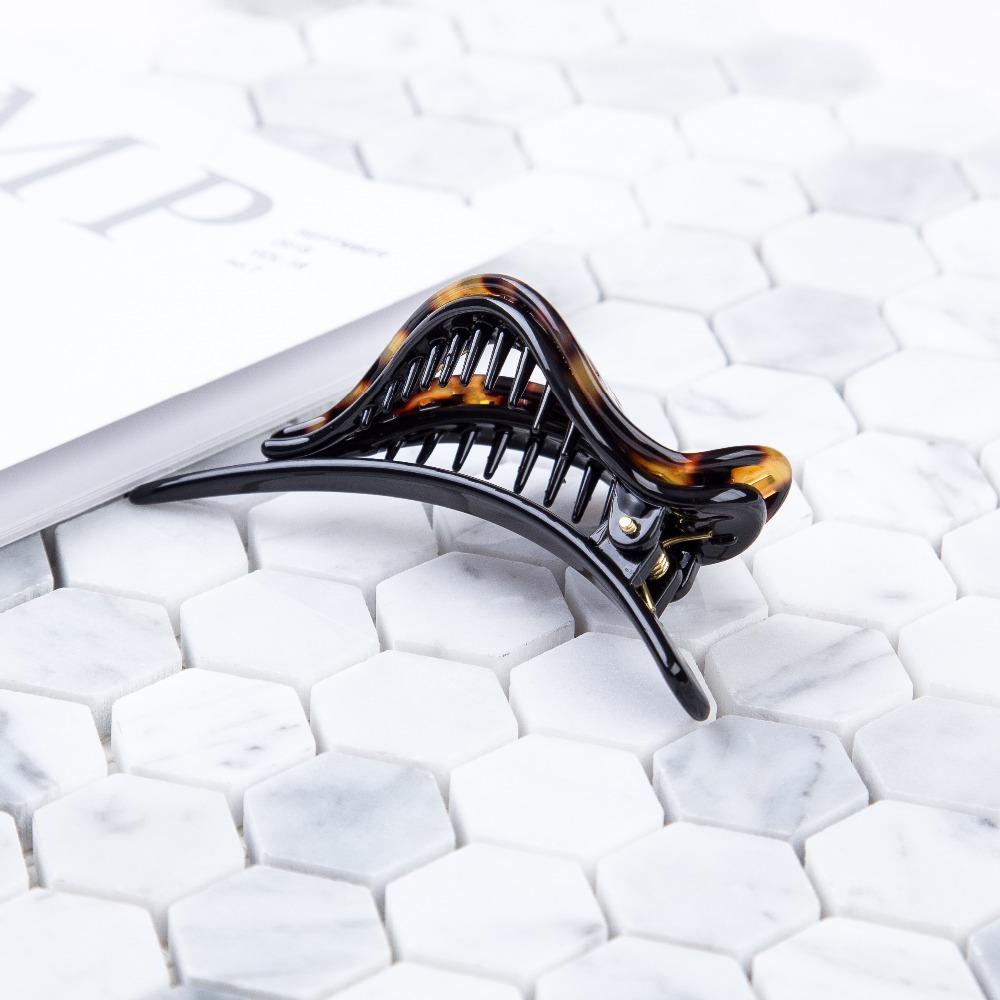10cm Celluloid Alligator Side Slide Hair Luxury Handmade French Design Fashion Claw Tortoise Shell Accessories Women Hair Clip
