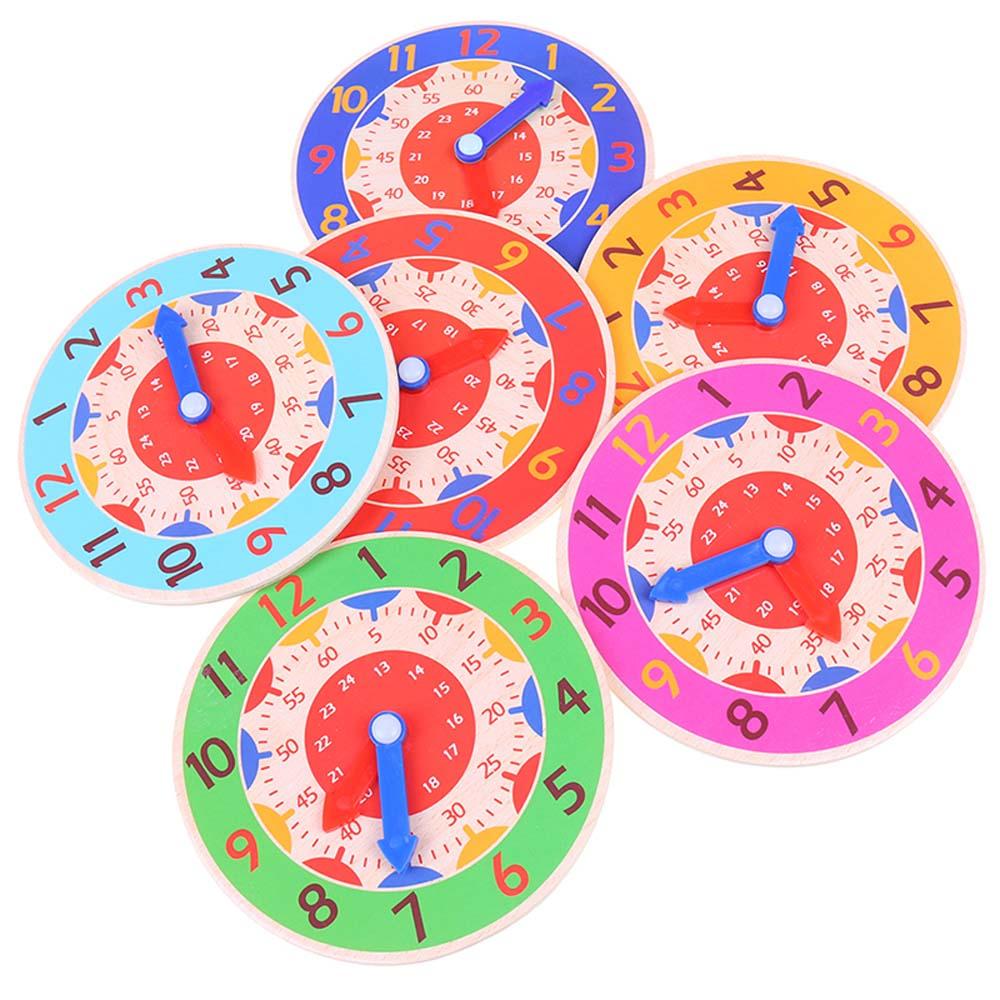 Teaching Aids Learning Clock Hour Minute Second Cognition Wooden Clock Toys Kids Time Enlightenment