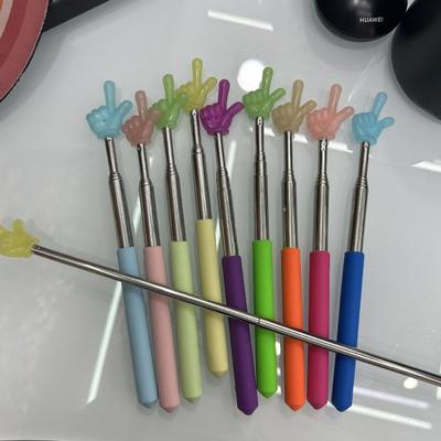 Stainless Steel Teaching Pointer Telescopic Rod Luminous Teaching Stick Finger Design Classroom Finger Pointer