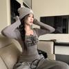 Women's Printed Long Sleeved T-shirt Women's Autumn Top American Slim Fit Base T-shirt  Top