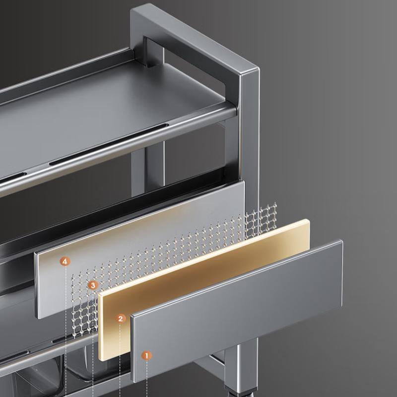 Youshu 50cm Two-Tier Countertop Kitchen Spice Rack with Knife Holder
