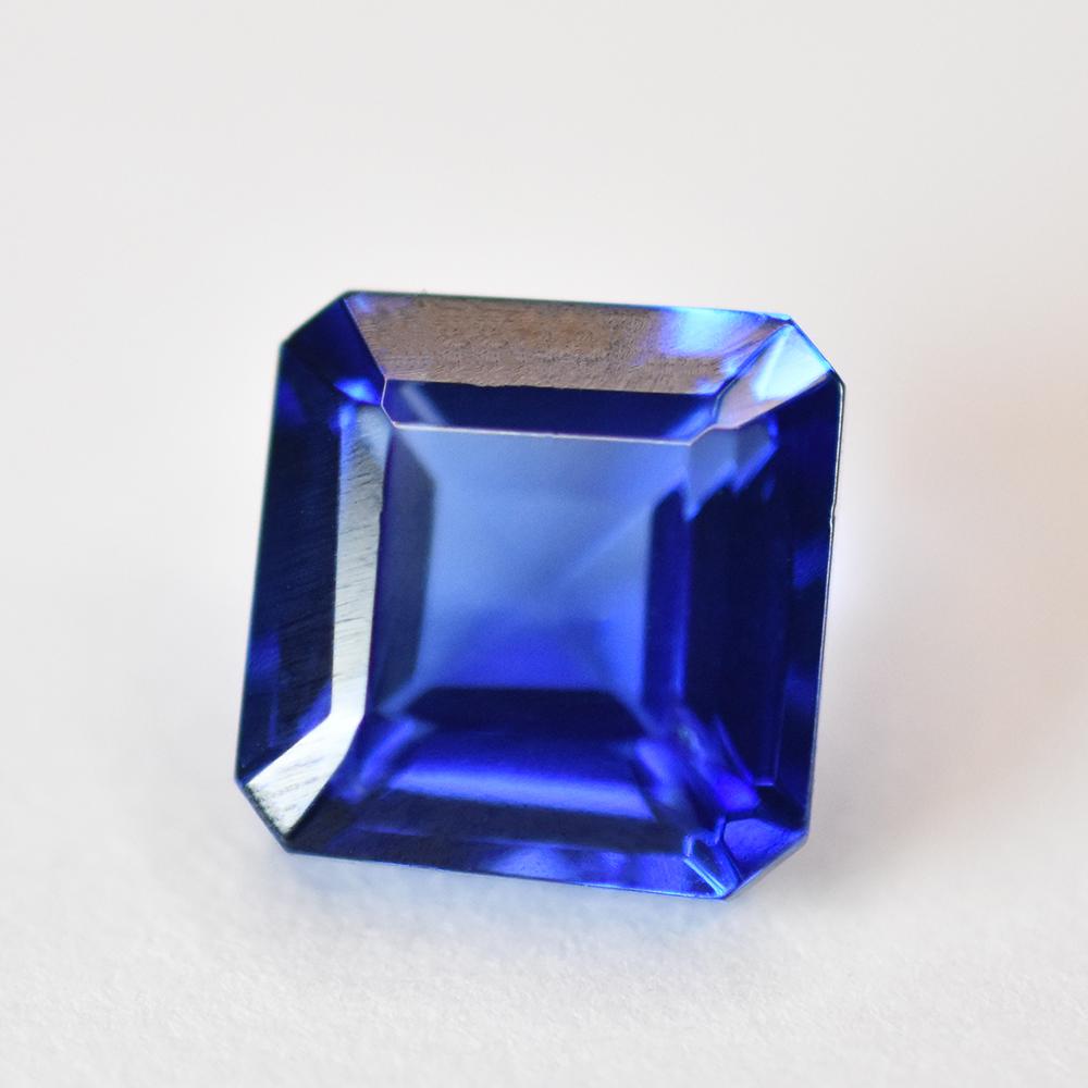

Natural Blue Sapphire 7.4ct Square Cut Certified Loose Gemstone 10.1 mm Approx.