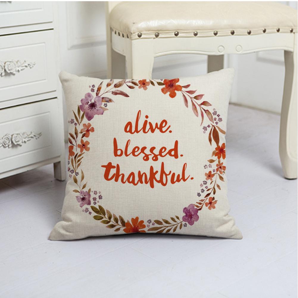 White Pumpkin Thanksgiving Garland Flax Pillow Case European and American Fashion Home
