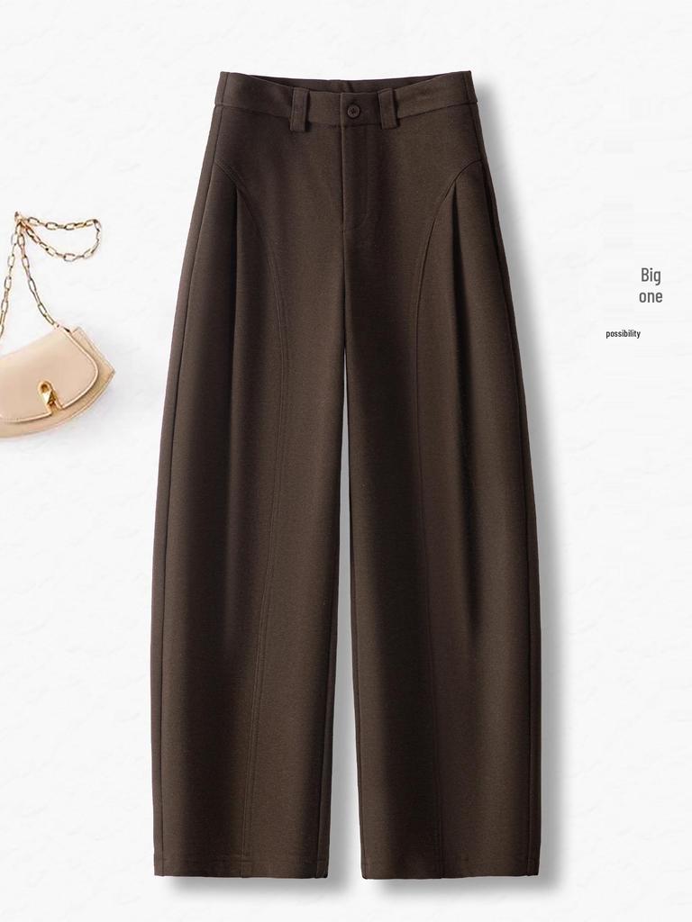 Woolen High-Waisted Wide-Leg Pants for Women - Autumn/Winter 2025, Casual Loose Fit, Thickened Drape.