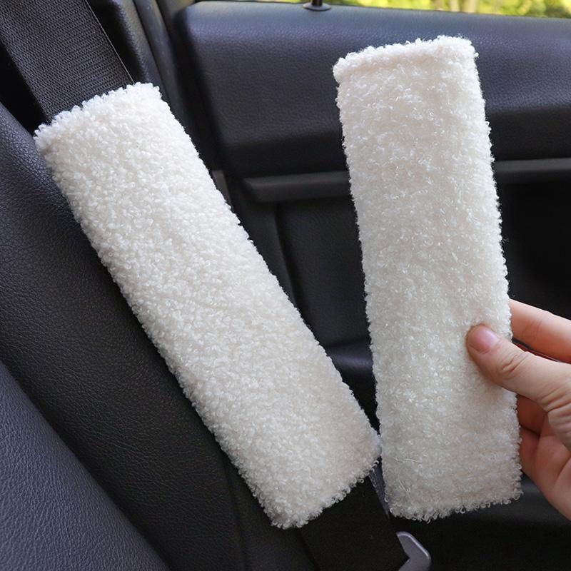 Cute Sunflower Plush Car Seat Belt Cover Artificial Lamb Shoulder Pad Protection Car Decoration Comfortable Soft Accessories
